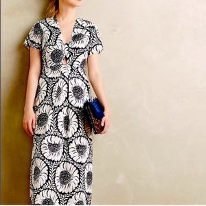 Anthropologie Whit Two Midi Floral Cutout Dress